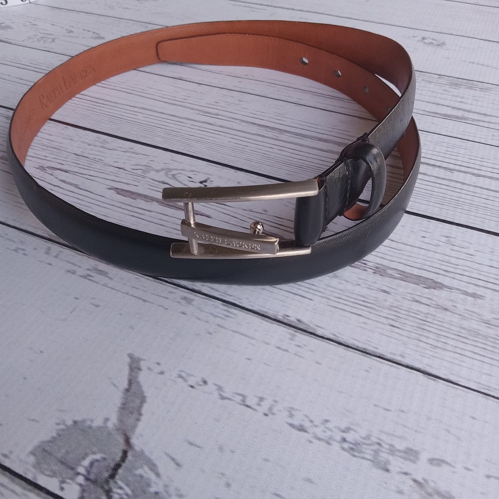 Ralph Lauren Leather‎ Belt Silver Buckle Women's Lg Designer Classic Quiet Money